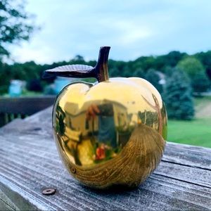 Life size brass Apple paperweight